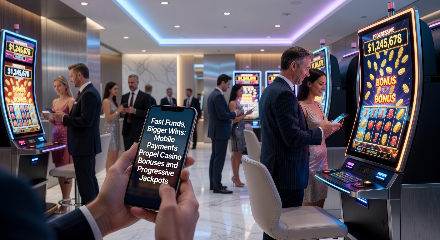Grafik eines wachsenden Progressiven Jackpots mit mobilen Einzahlungen und Gewinnanimationen auf einem Smartphone-Display